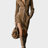 Zelena | Rochie Midi din Suede