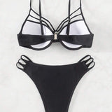 Bikini cu un singur ton perforat