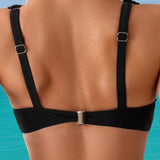 Bikini din două piese cu sireturi încrucișate, culoare solidă, sexy
