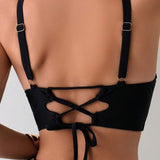 Set bikini intrecciato da donna sexy con spalline regolabili e struttura in acciaio