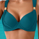 Bikini din două piese cu sireturi încrucișate, culoare solidă, sexy