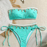 Costum de baie bikini cu decorațiuni în stil vacanță