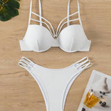 Bikini cu un singur ton perforat