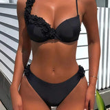 Bikini cu design din dantelă și suport cu sârmă