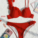 Bikini cu design din dantelă și suport cu sârmă