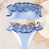 Costum de baie tip bikini cu volane