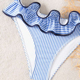 Costum de baie tip bikini cu volane
