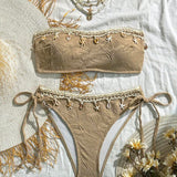 Costum de baie bikini cu decorațiuni în stil vacanță