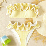 Costum de baie tip bikini cu volane