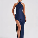 ZEYNEP | Rochie maxi elegantă din satin cu decolteu tip halter