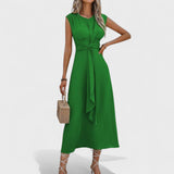 Emilia | Rochie maxi elegantă fără mâneci și cu guler rotund