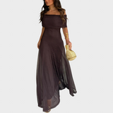 Juliana | Rochie maxi din chiffon cu umerii goi