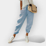 Helga | Pantaloni casual din in stilati