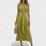 Emilia | Rochie maxi elegantă fără mâneci cu decolteu rotund