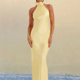 ZEYNEP | Rochie maxi elegantă din satin cu decolteu tip halter