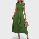 Emilia | Rochie maxi elegantă fără mâneci și cu guler rotund