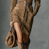Zelena | Rochie Midi din Suede