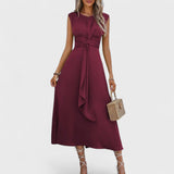 Emilia | Rochie maxi elegantă fără mâneci cu decolteu rotund