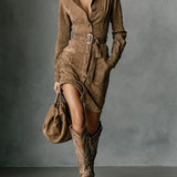 Zelena | Rochie Midi din Suede