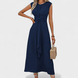 Emilia | Rochie maxi elegantă fără mâneci și cu guler rotund