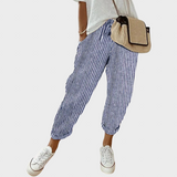 Helga | Pantaloni casual din in stilati