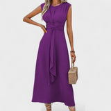 Emilia | Rochie maxi elegantă fără mâneci și cu guler rotund