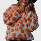 Clara | Pulover din fleece cu guler înalt și model floral