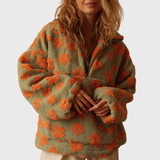Clara | Pulover din fleece cu guler înalt și model floral