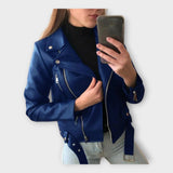 Tuuli | Jachetă modernă din piele cu curea și fermoar