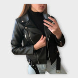 Tuuli | Jachetă modernă din piele cu curea și fermoar