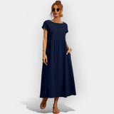 Lână | Rochie din bumbac ușor cu buzunare