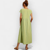 Lână | Rochie din bumbac ușor cu buzunare
