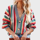 Kaisa | Vest tricotat retro cu model în dungi