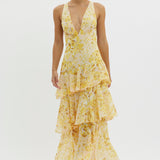 LISA | Rochie Maxi cu Volane Florale