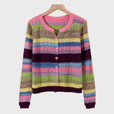 Birgit | Cardigan tricotat cu model retro în dungi