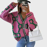 Signe | Vest tricotat modern cu model geometric