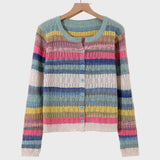 Birgit | Cardigan tricotat cu model retro în dungi