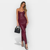 Beatriz | Rochie midi din piele Moodsa