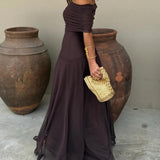Juliana | Rochie maxi din chiffon cu umerii goi