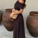 Juliana | Rochie maxi din chiffon cu umerii goi