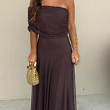 Juliana | Rochie maxi din chiffon cu umerii goi