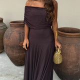 Juliana | Rochie maxi din chiffon cu umerii goi