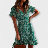 Dalila | Rochie boho scurtă verde