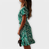 Dalila | Rochie boho scurtă verde