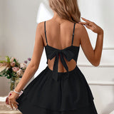 Alice | Rochie mini fără umăr cu fustă în straturi și fundiță
