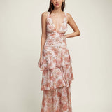 LISA | Rochie Maxi cu Volane Florale