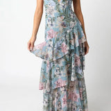LISA | Rochie Maxi cu Volane Florale
