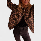 Roșu | Sacou modern cu imprimeu leopard
