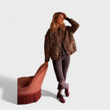 Roșu | Sacou modern cu imprimeu leopard