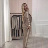 Blazer și pantaloni cu dungi la modă, set de 2 piese
